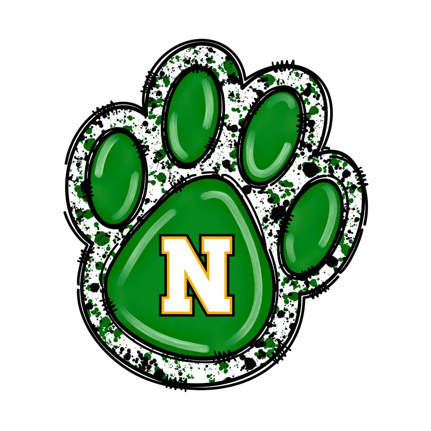 Green and Gold Paw Print N image 0