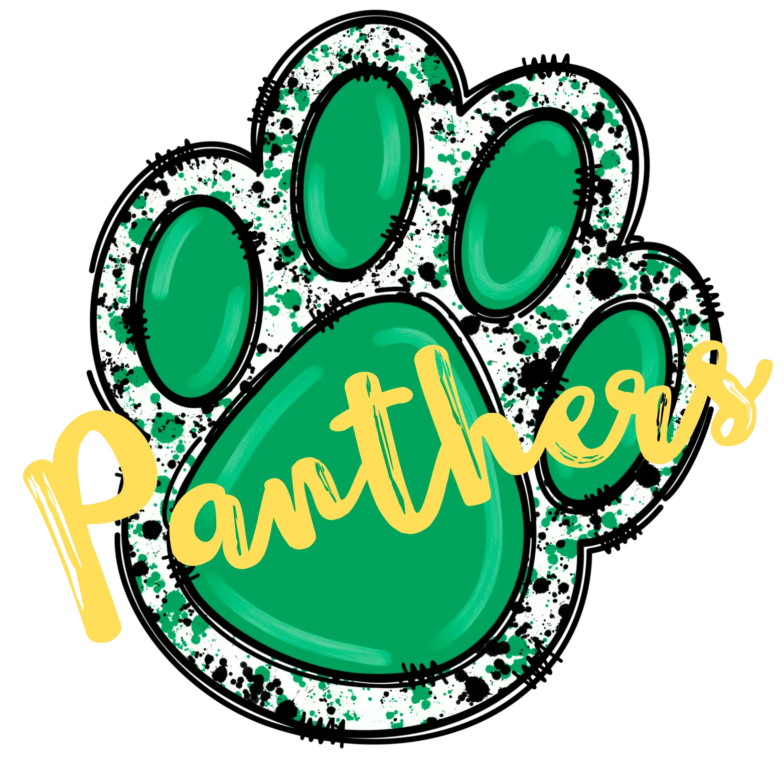 Green and Gold Paw Print Panthers image 0