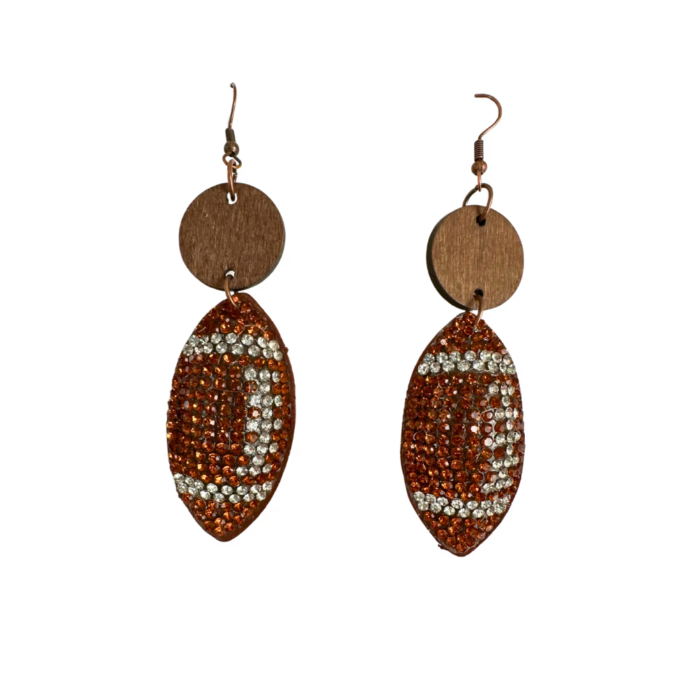 Rhinestone Football Earrings with circle image 0