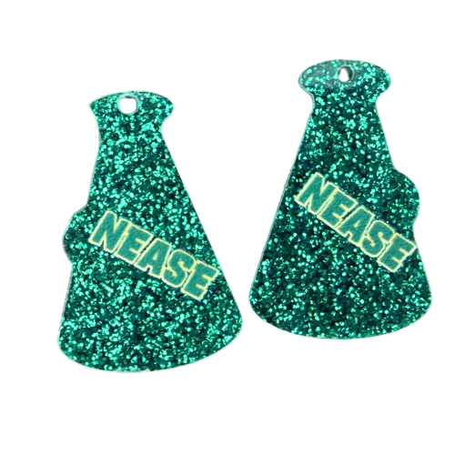 Customizable Earrings- Green Megaphone