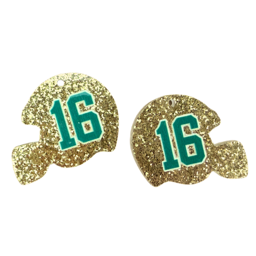 Customizable Gold Glitter Helmet Earrings