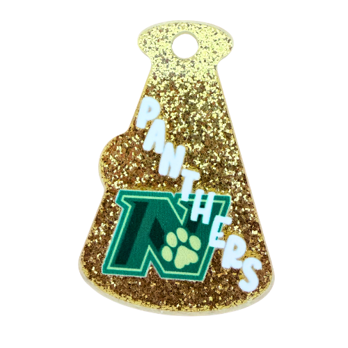 Customizable Gold Glitter Megaphone Tag