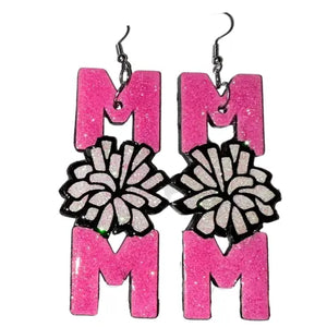 Pink Cheer Mom Earrings image 0