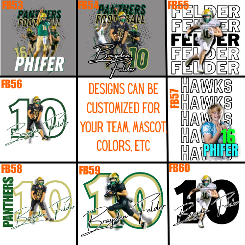 Football Designs- Player Customized (FB53-FB60) image 0