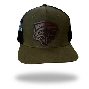 Hat with Leather (Faux) Panther Logo image 1