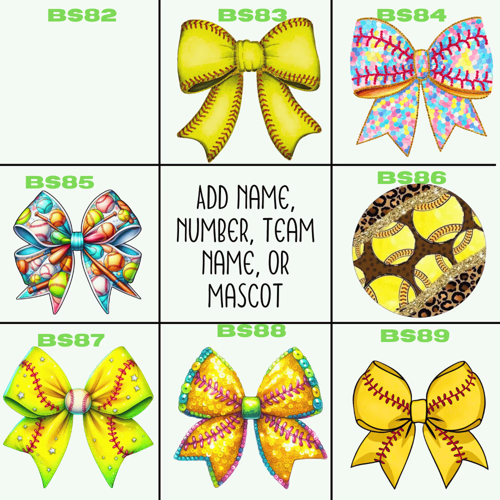 T-Shirts Softball Bows (BS82-BS89) image 0