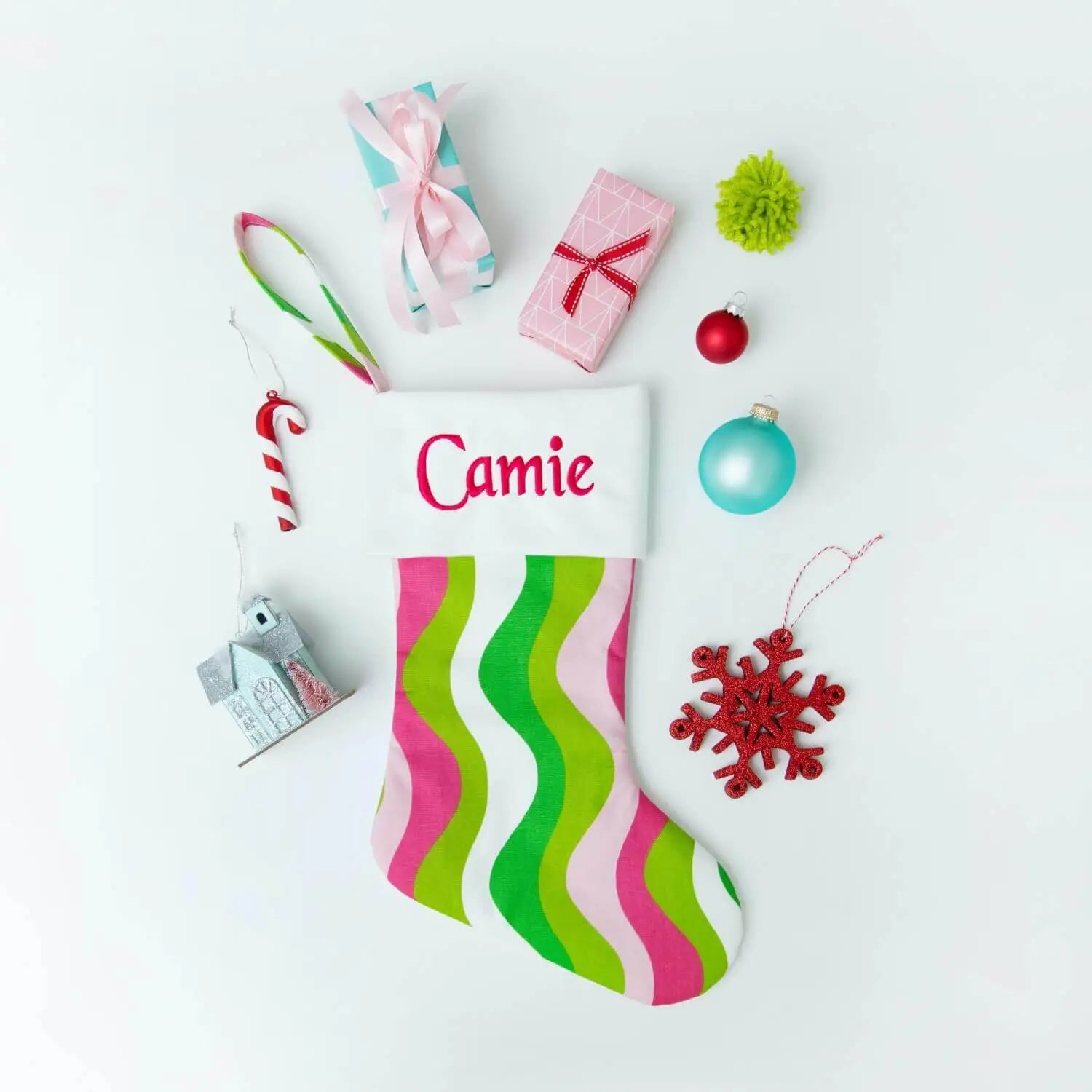 RETRO WAVES PERSONALIZED CHRISTMAS STOCKING image 0