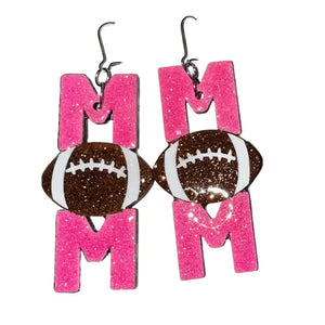 Pink Mom Football Earrings image 0