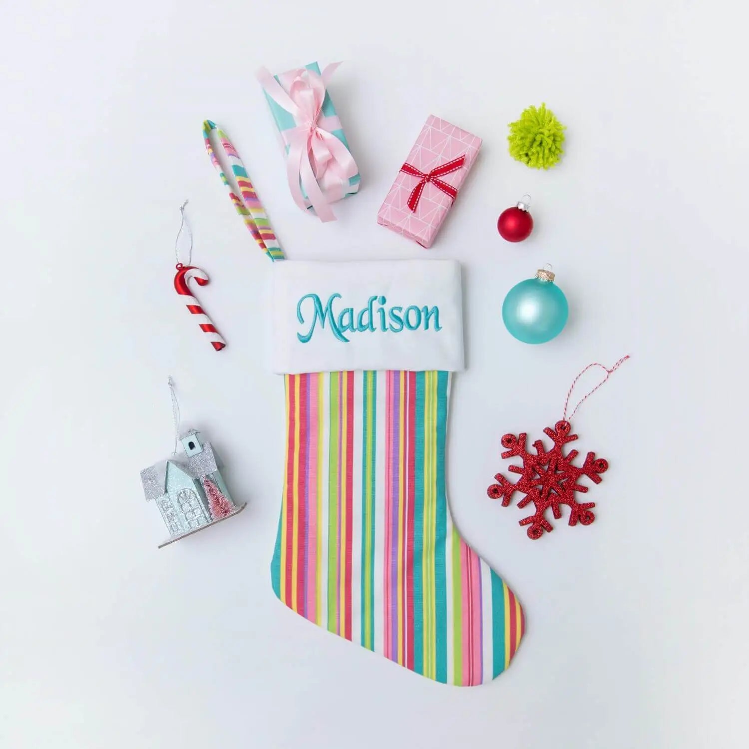 CANDY STRIPE PERSONALIZED CHRISTMAS STOCKING image 0