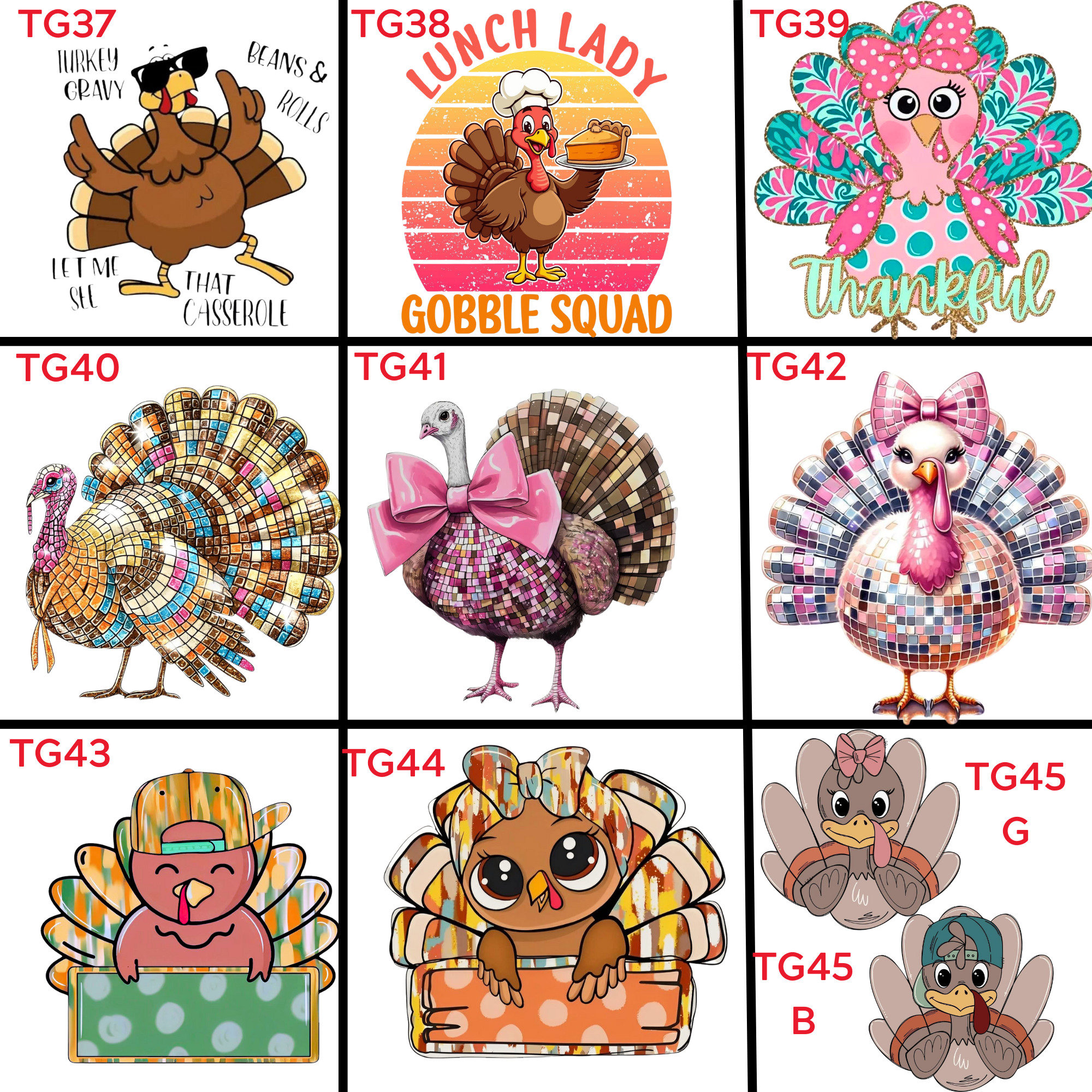 Fall Thanksgiving Designs (TG37-TG45)