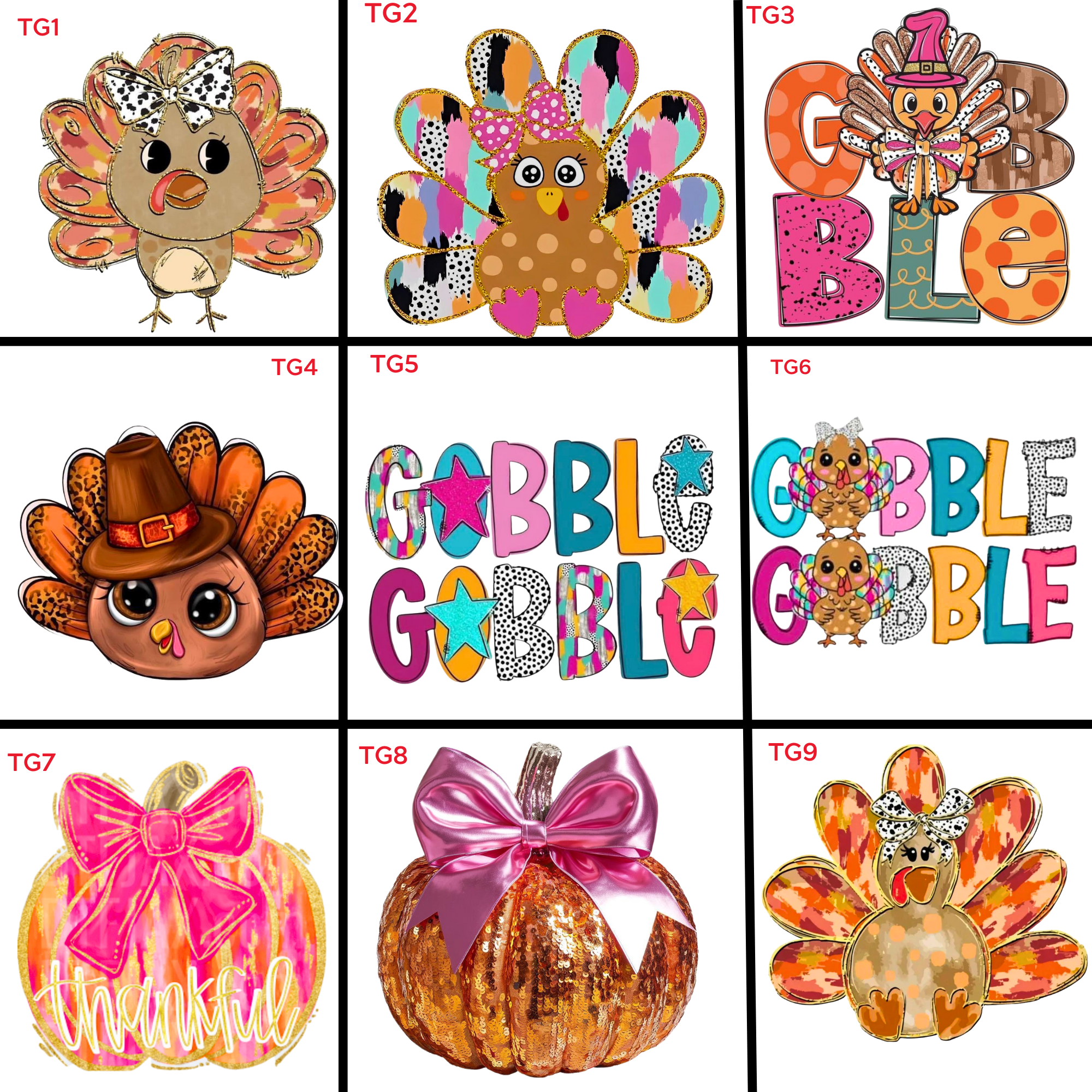 Fall Thanksgiving Designs (TG1-TG9)