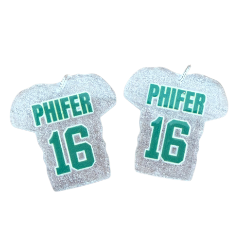 Customizable Clear Glitter Football Uniform Earrings