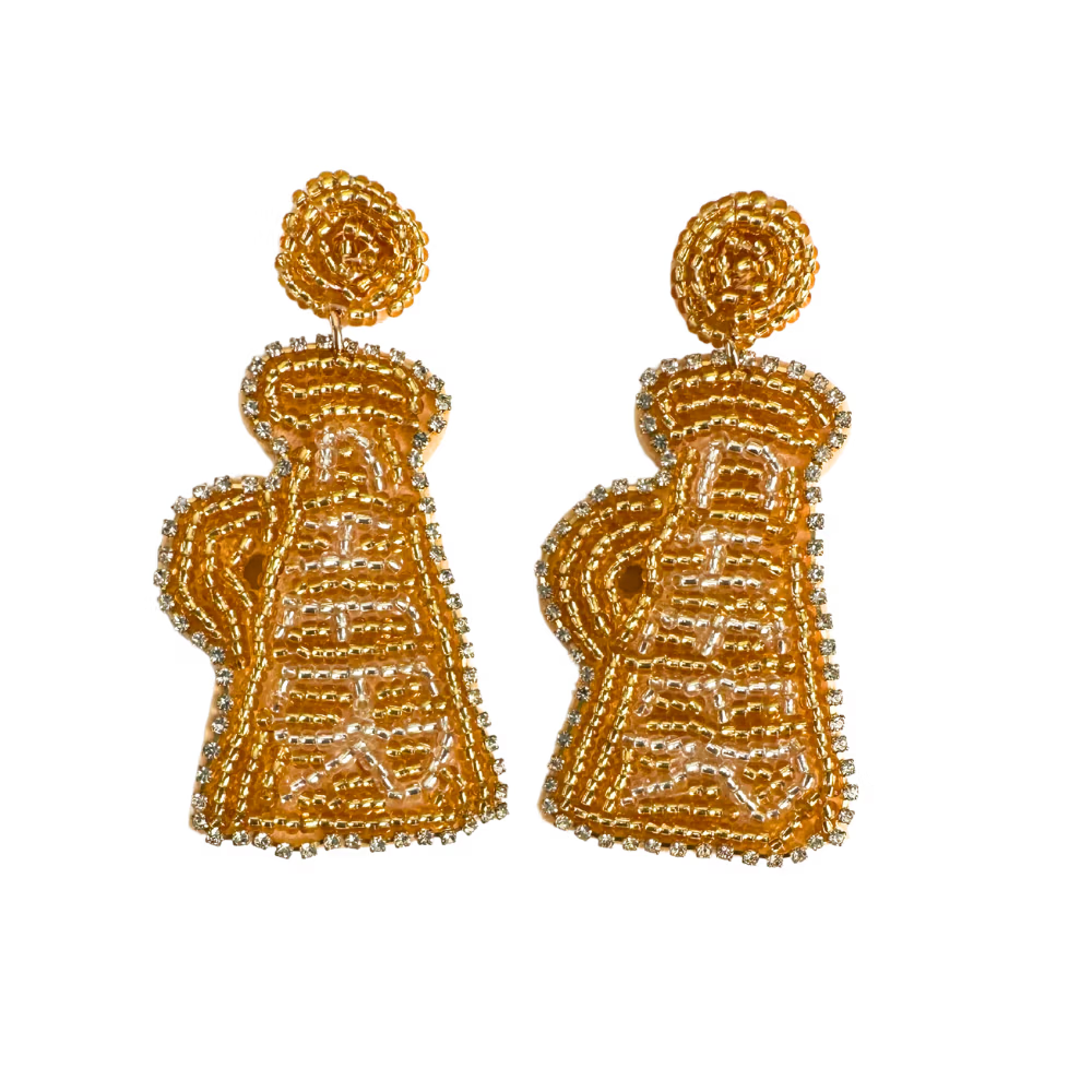 Earrings Beaded Megaphone Gold image 0